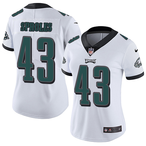 Nike Eagles #43 Darren Sproles White Women's Stitched NFL Vapor Untouchable Limited Jersey